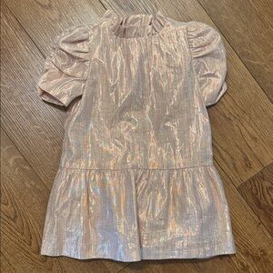 Janie and Jack Pink Iridescent Puff-Sleeve Casual Dress